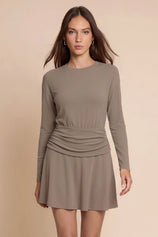 Womens Taupe A-Line Sweater Dresses | CicyBell
