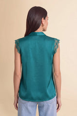 Womens Teal Satin Tank Tops | CicyBell