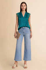 Womens Teal Satin Tank Tops | CicyBell