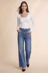 Womens Wash Blue High Waisted Jeans | CicyBell