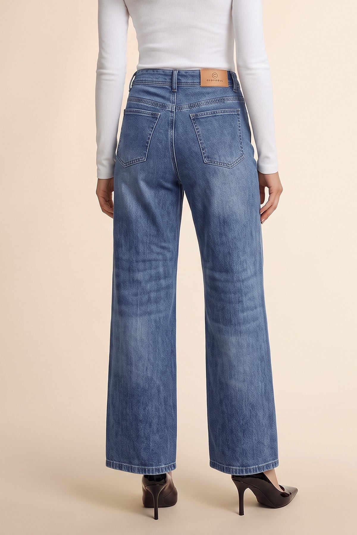 Womens Wash Blue High Waisted Jeans | CicyBell