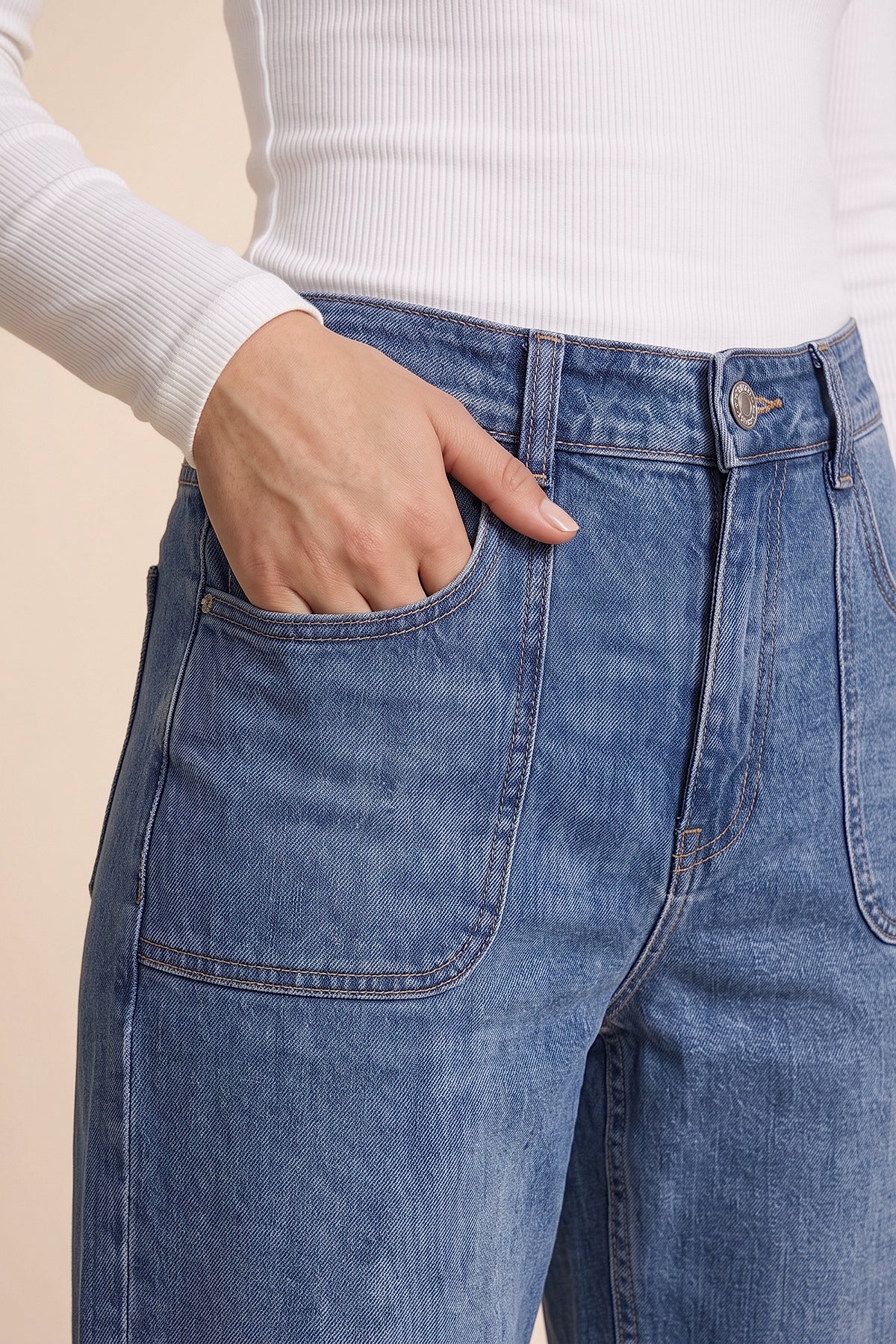 Womens Wash Blue High Waisted Jeans | CicyBell