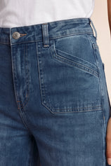 Womens Wash Blue High Waisted Wide Leg Jeans | CicyBell