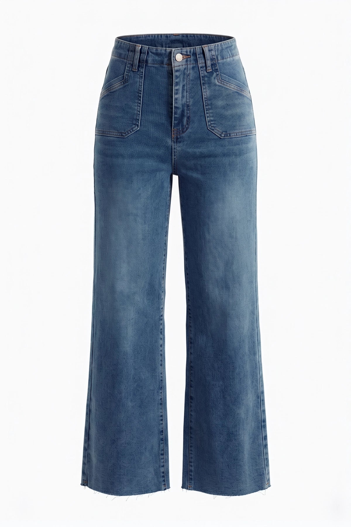 Womens Wash Blue High Waisted Wide Leg Jeans | CicyBell