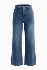 Womens Wash Blue High Waisted Wide Leg Jeans | CicyBell