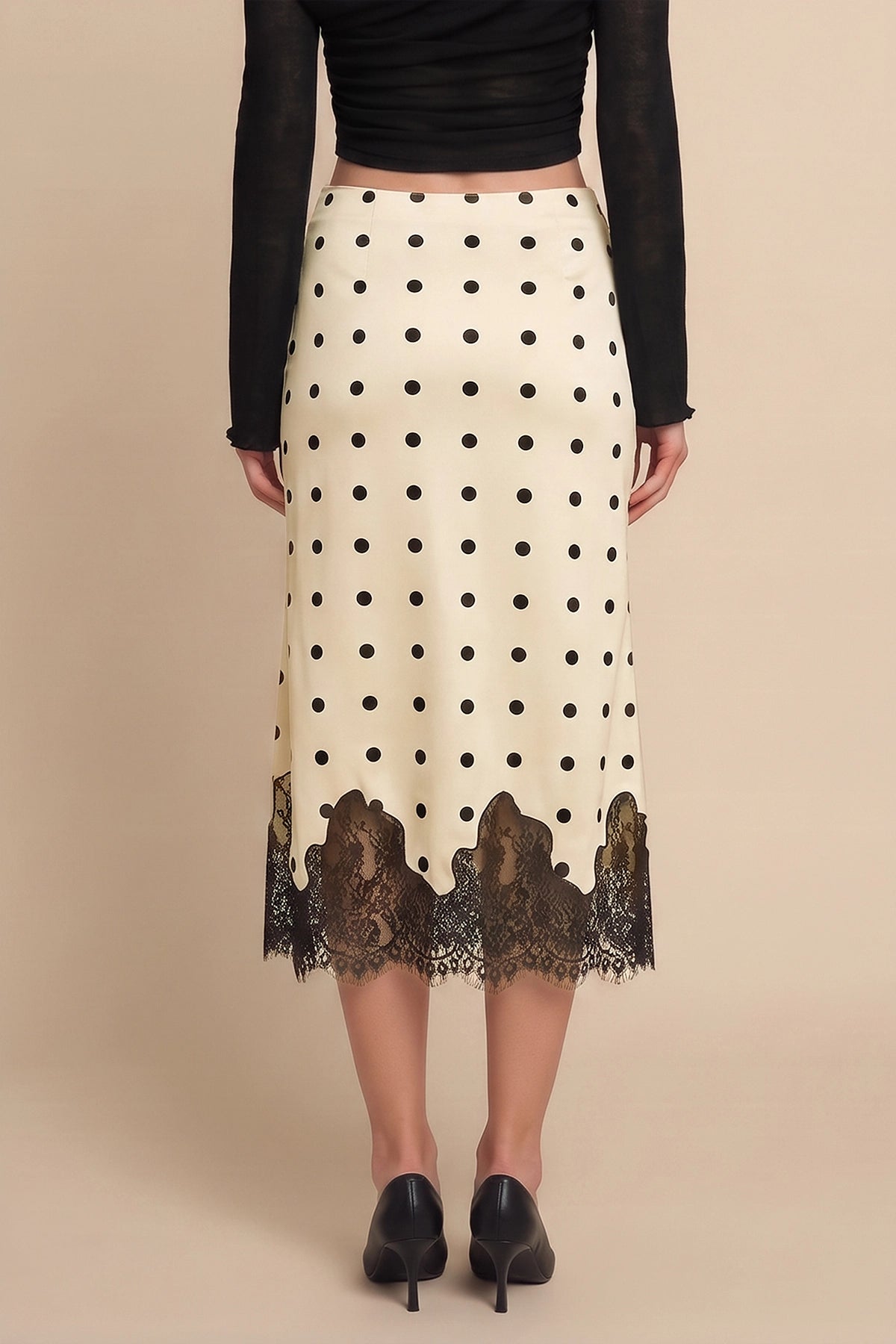 Womens Wave Point Color Silk Satin Midi Skirts | CicyBell