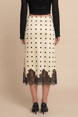 Womens Wave Point Color Silk Satin Midi Skirts | CicyBell