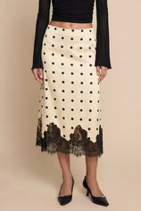 Womens Wave Point Color Silk Satin Midi Skirts | CicyBell