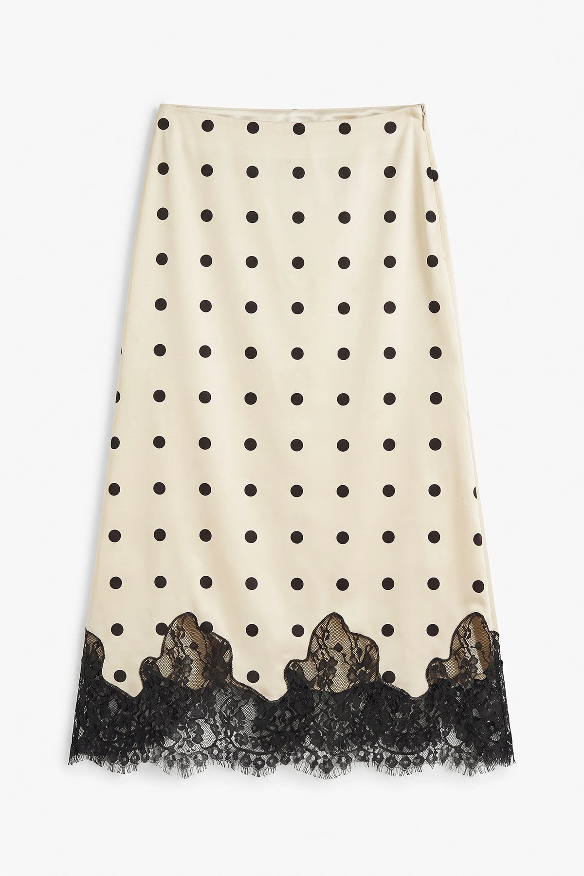 Womens Wave Point Color Silk Satin Midi Skirts | CicyBell