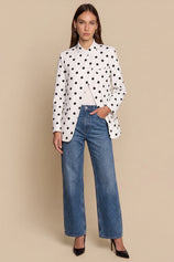Womens White  Professional Polka Dot Blazer | CicyBell