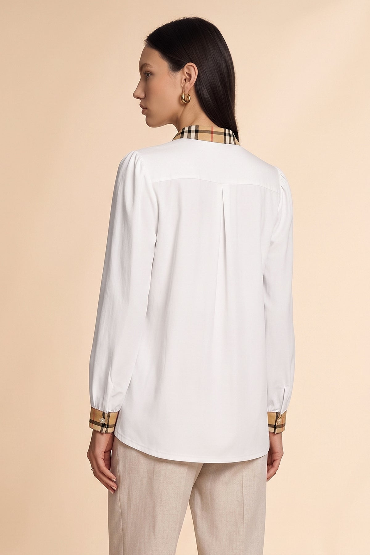 Womens White Puff Long Sleeve Blouse | CicyBell