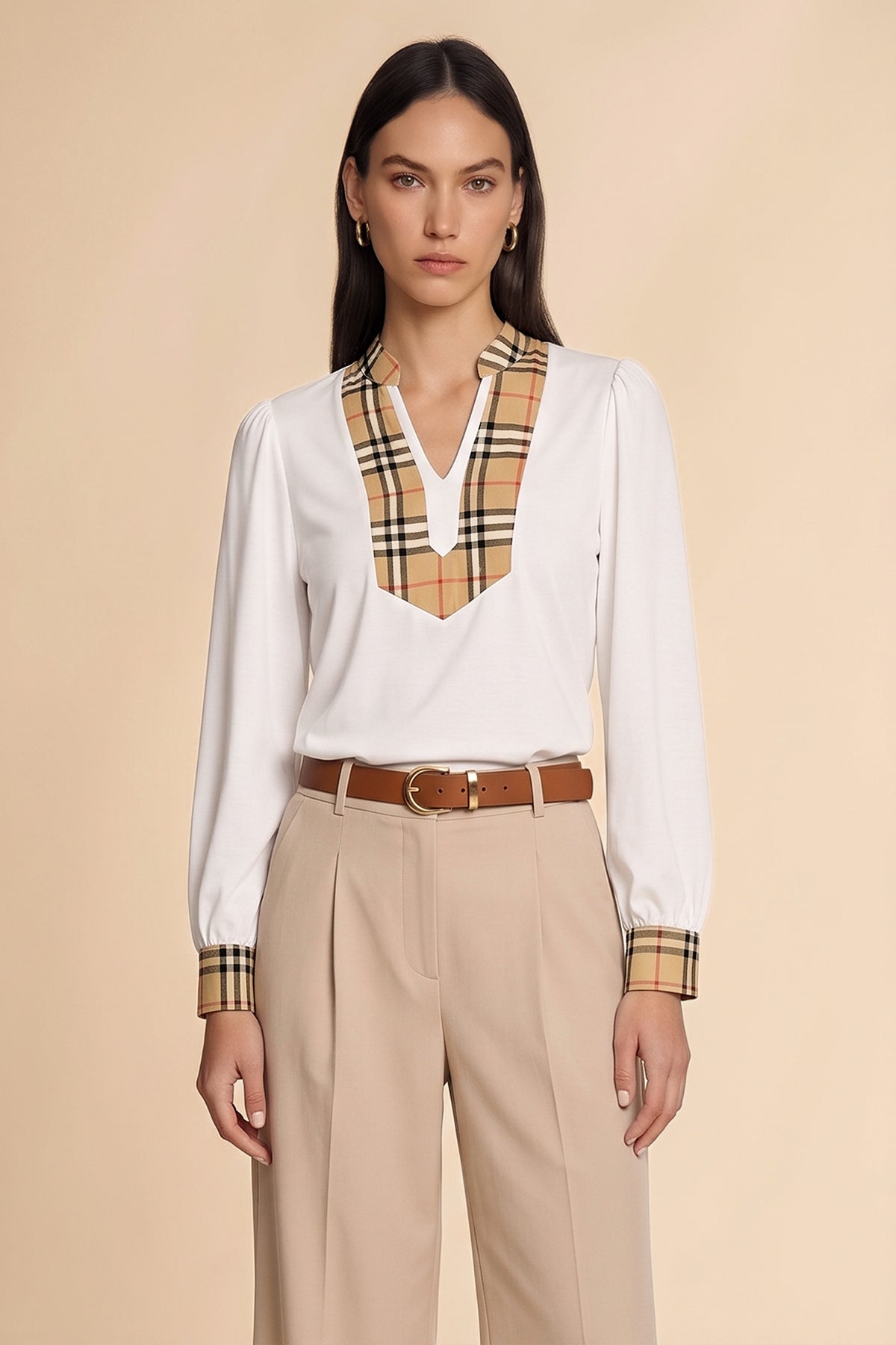 Womens White Puff Long Sleeve Blouse | CicyBell