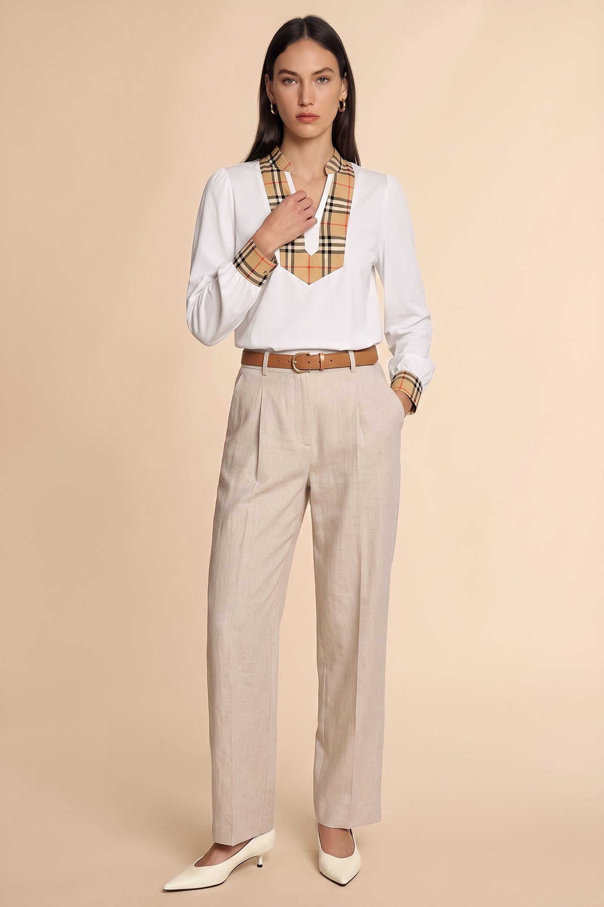 Womens White Puff Long Sleeve Blouse | CicyBell