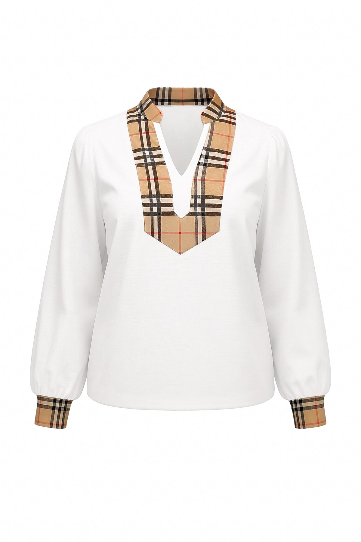 Womens White Puff Long Sleeve Blouse | CicyBell