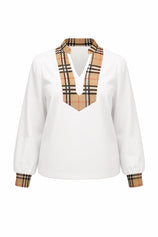 Womens White Puff Long Sleeve Blouse | CicyBell