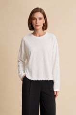 Womens White Oversized Ruffle Hem Tops | CicyBell