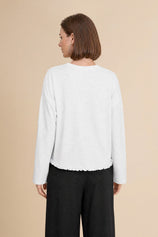Womens White Oversized Ruffle Hem Tops | CicyBell