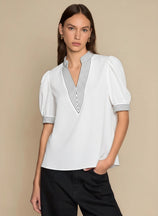 Womens White Puff Short Sleeve Blouses | CicyBell