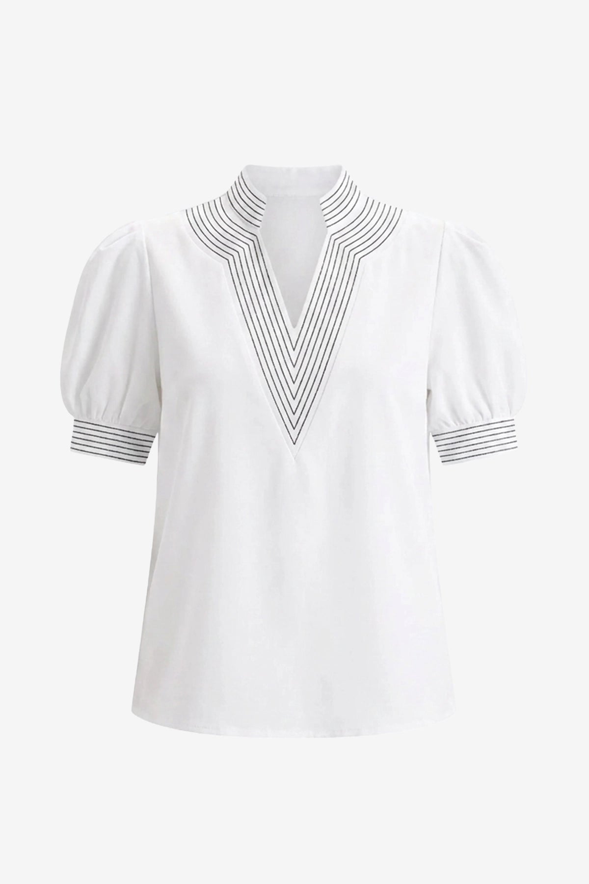Womens White Puff Short Sleeve Blouses  | CicyBell