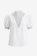 Womens White Puff Short Sleeve Blouses  | CicyBell