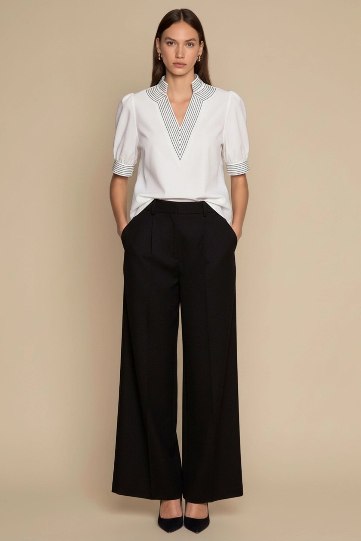 Womens White Puff Short Sleeve Blouses | CicyBell