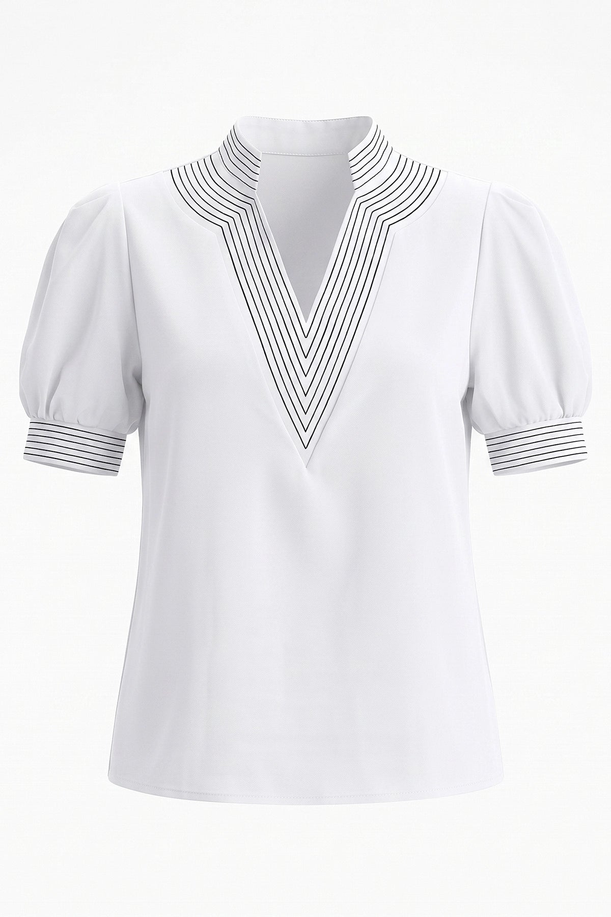Womens White Puff Short Sleeve Blouses | CicyBell