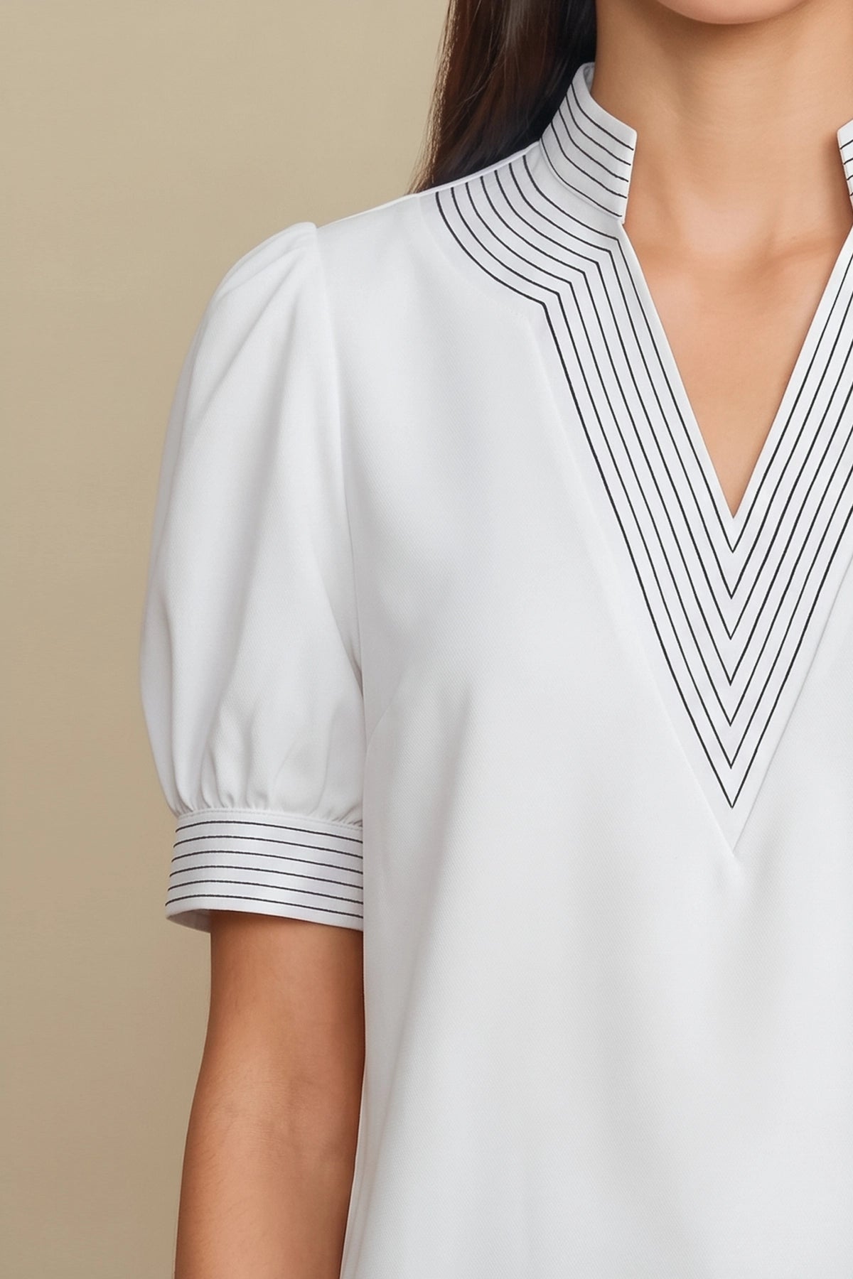Womens White Puff Short Sleeve Blouses | CicyBell