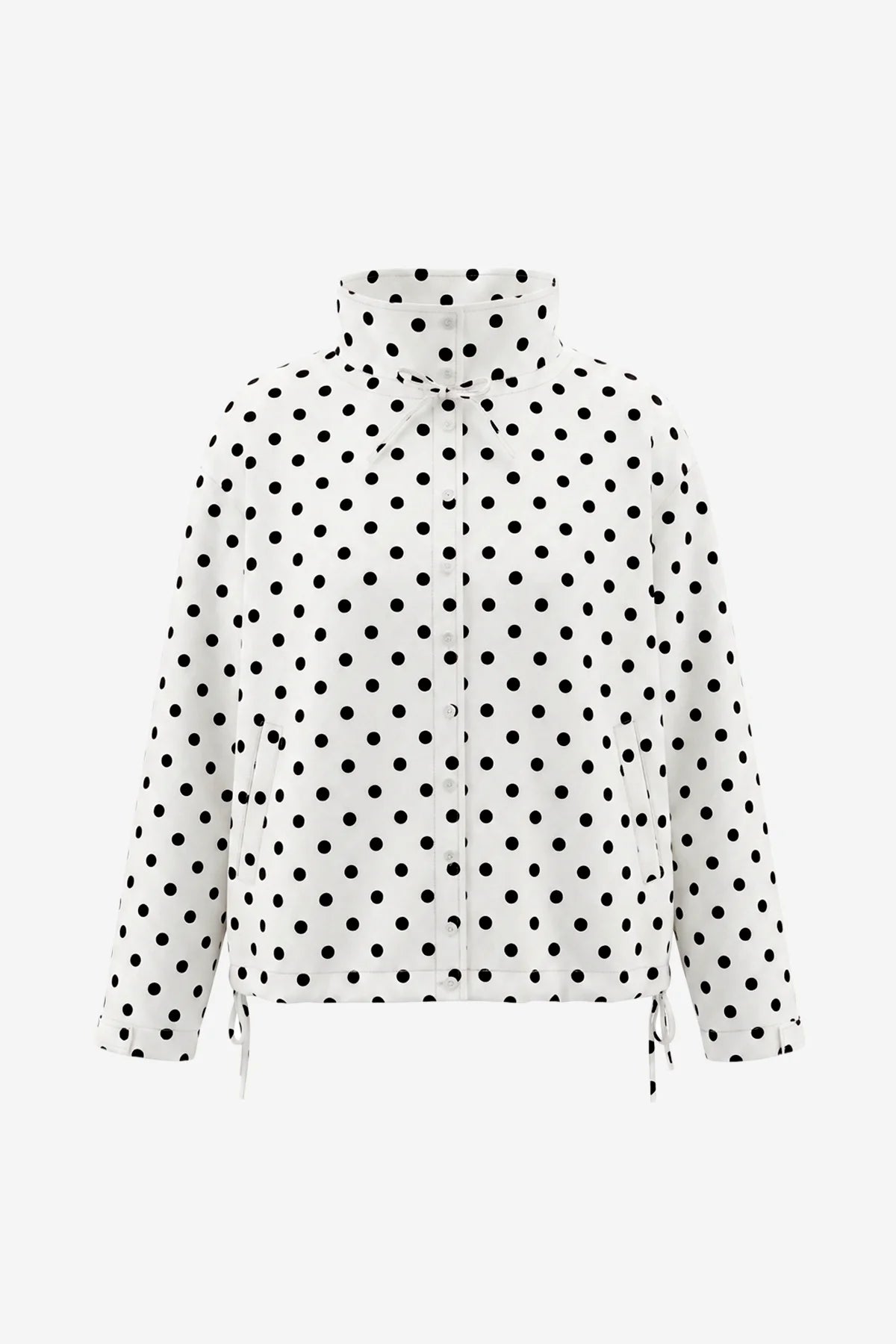 Womens White Polka Dot Short Trench Coat | CicyBell