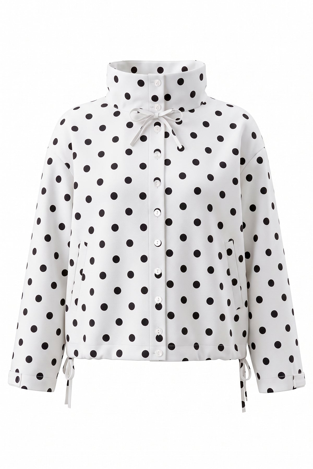 Womens White Polka Dot Short Trench Coat | CicyBell