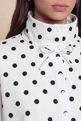 Womens White Polka Dot Short Trench Coat | CicyBell