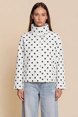 Womens White Polka Dot Short Trench Coat | CicyBell