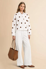 Womens White Polka Dot Denim Jacket | CicyBell