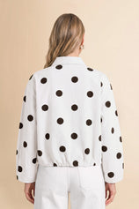 Womens White Polka Dot Denim Jacket | CicyBell