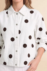 Womens White Polka Dot Denim Jacket | CicyBell