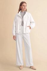 Womens White Cropped Bomber Jackets | CicyBell