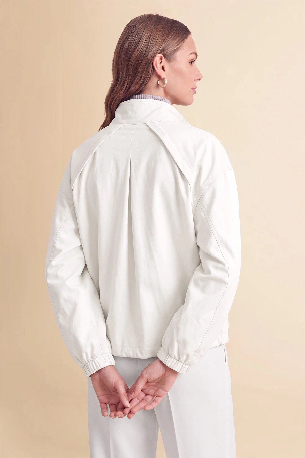 Womens White Cropped Bomber Jackets | CicyBell