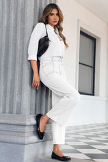 Cicy Bell Womens White Straight Leg Jeans