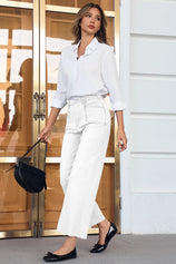 Cicy Bell Womens White Straight Leg Jeans