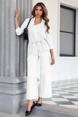 Cicy Bell Womens White Straight Leg Jeans