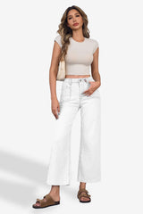 Cicy Bell Womens White Straight Leg Jeans