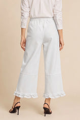 Womens White Ruffle Wide Leg Jeans | CicyBell