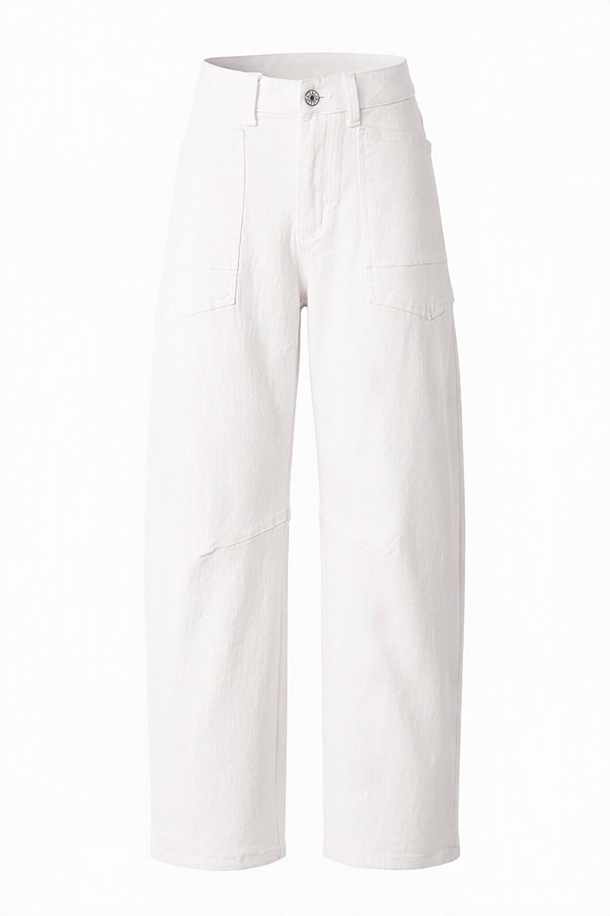 Womens White Cropped Barrel Jeans | CicyBell