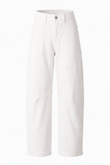 Womens White Cropped Barrel Jeans | CicyBell