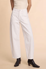 Womens White Cropped Barrel Jeans | CicyBell