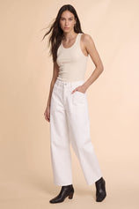 Womens White Cropped Barrel Jeans | CicyBell