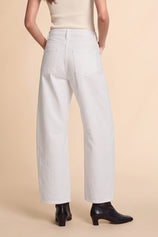 Womens White Cropped Barrel Jeans | CicyBell