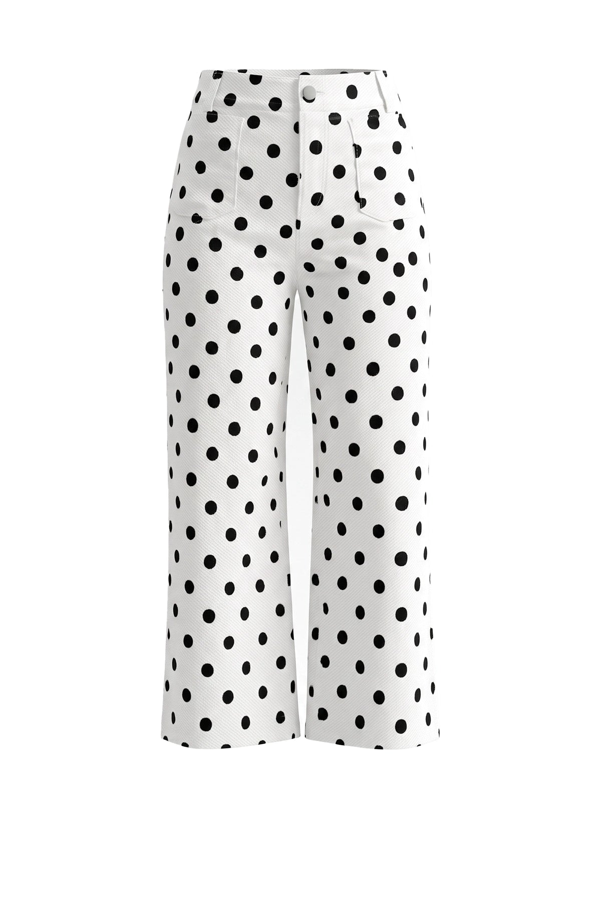 Womens White Polka Dot Straight Leg Jeans| CicyBell