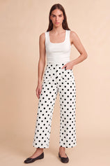 Womens White Polka Dot Straight Leg Jeans| CicyBell