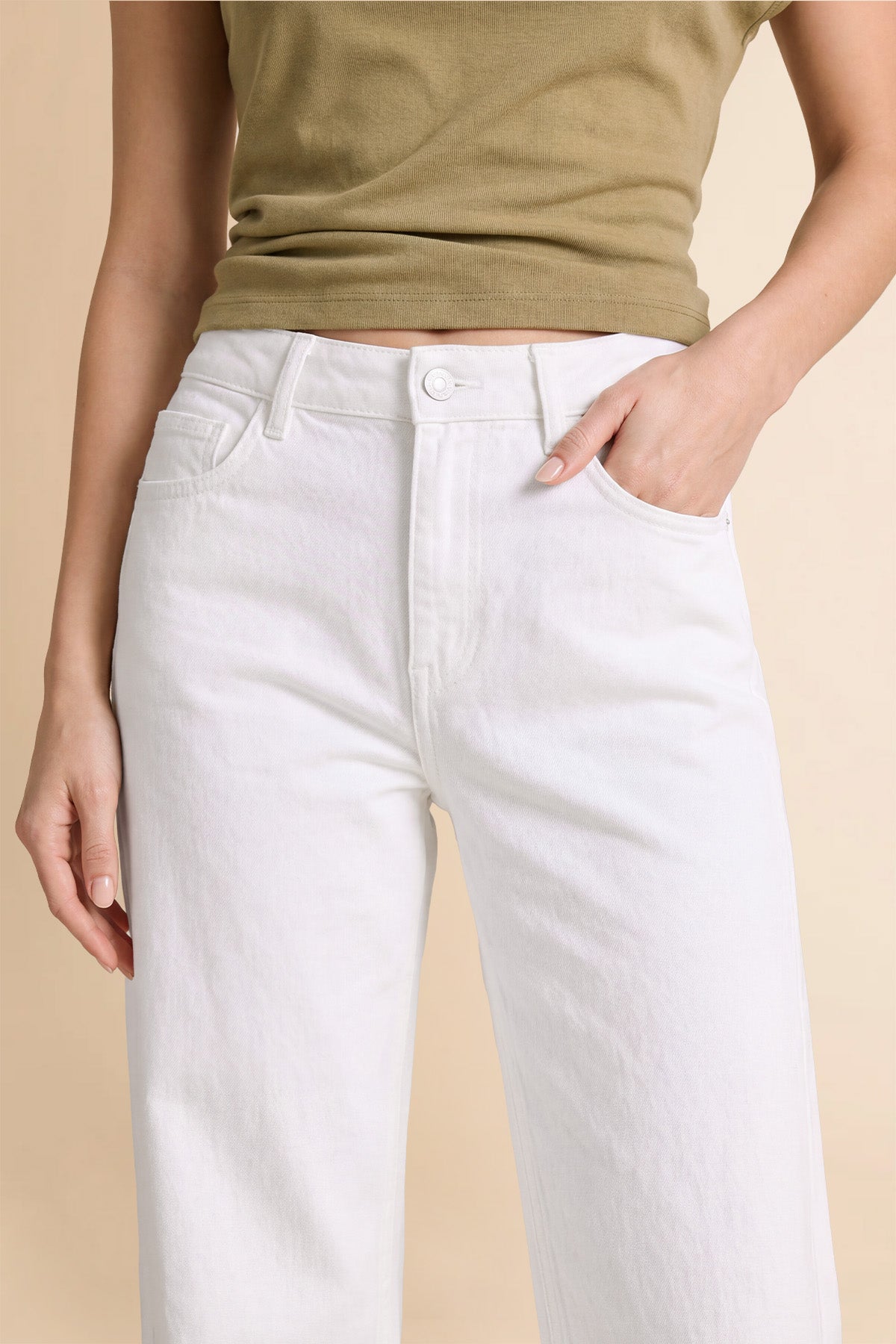 Women  White   Casual Barrel Cropped Jeans | CicyBell