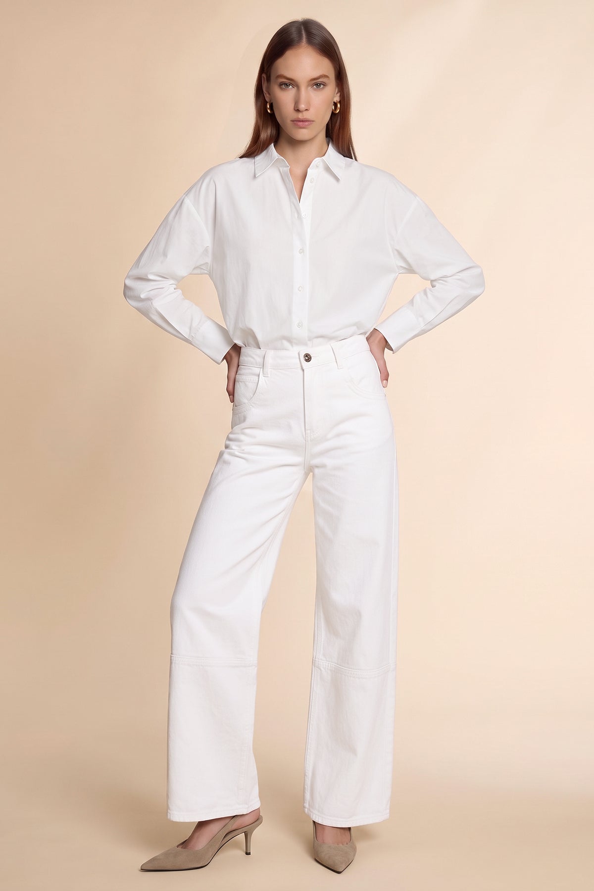 Womens White  High Waisted Bell Bottom Jeans| CicyBell